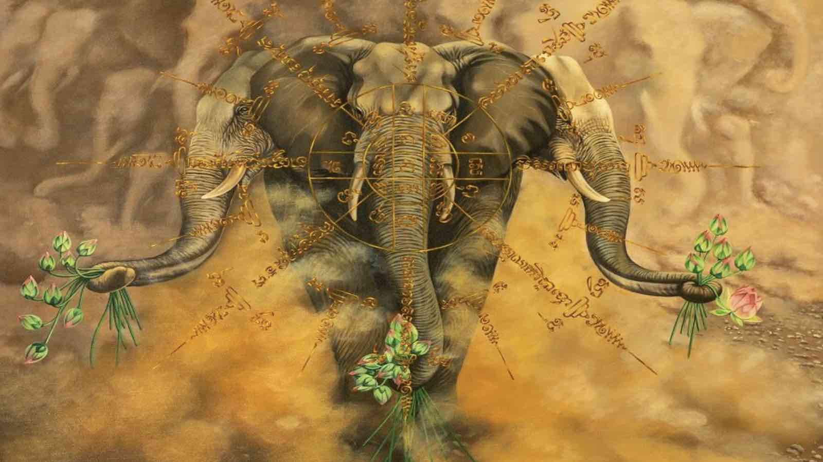 Photo Courtesy: Raffles Grand Hotel d'AngkorKhmer artist Channy Chhoeun, known for his bird paintings exploring man's impact on the environment, exhibits "Wild Spirits, Sacred Symbols" across the hotel's public areas and restaurants.